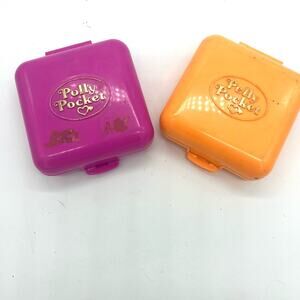 Vintage Bluebird 1989 Polly Pocket Pink & Orange w/ figures Compact SET